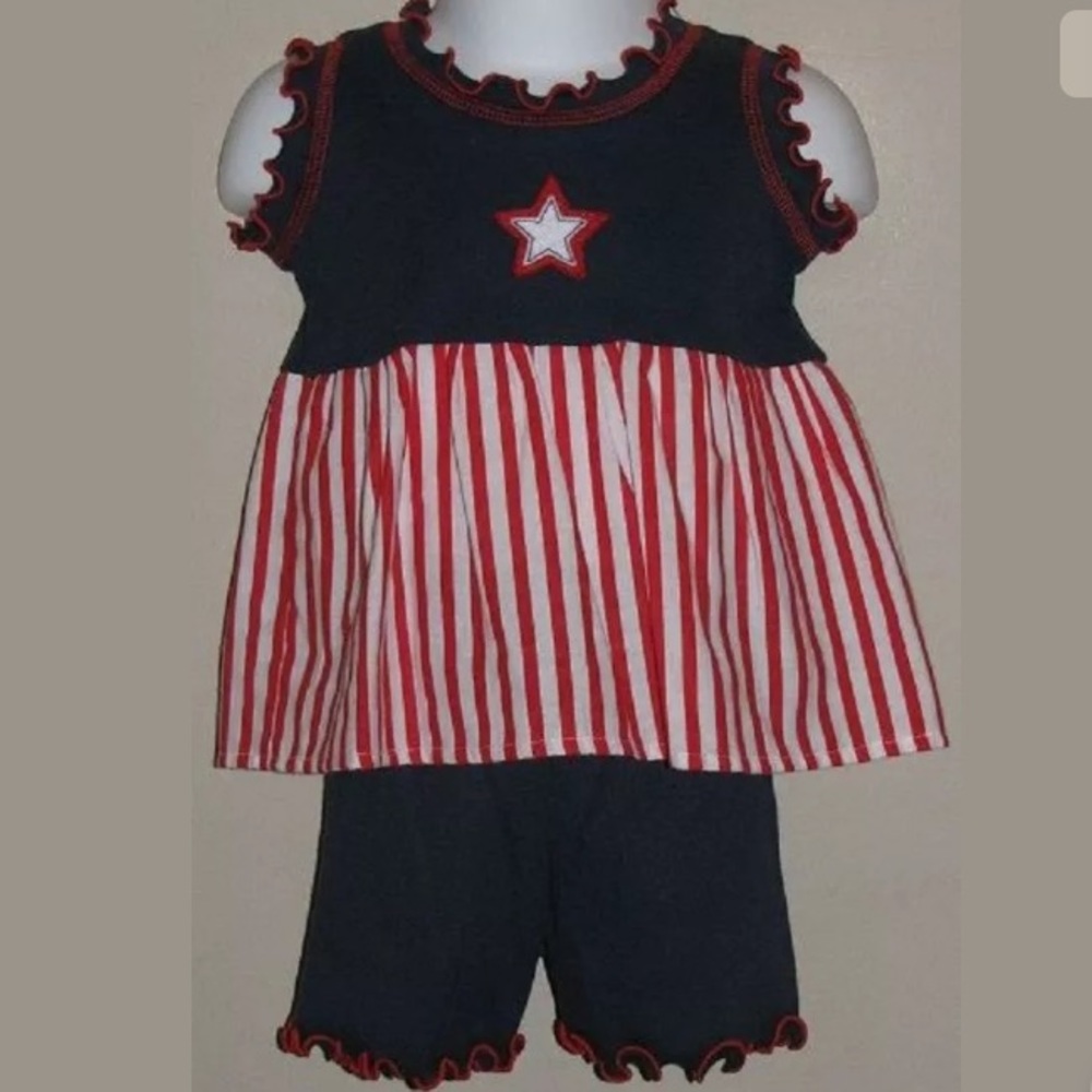 MIS TEE V-US~PATRIOTIC~SHORT SET~6 MO